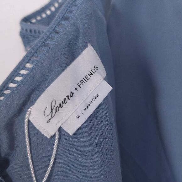 Lovers + Friends NWOT Mini Dress MEDIUM Dusty Blue Tinsley Lace Sleeveless SEXY - Picture 3 of 15